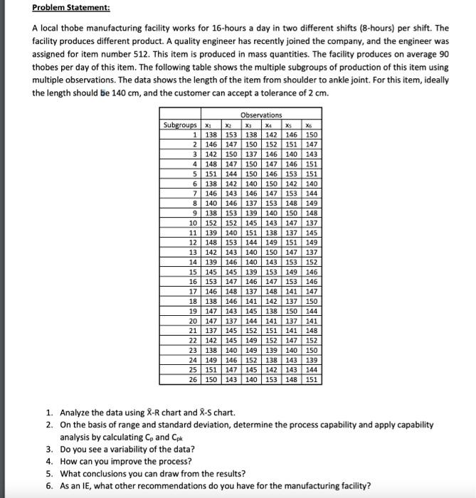i need number 5 and 6 Problem Statement: A local