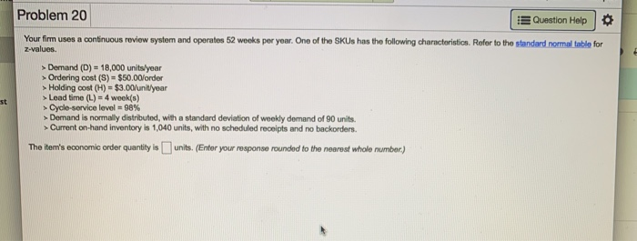 QUESTIONS: a. Calculate the items EOQ. What is