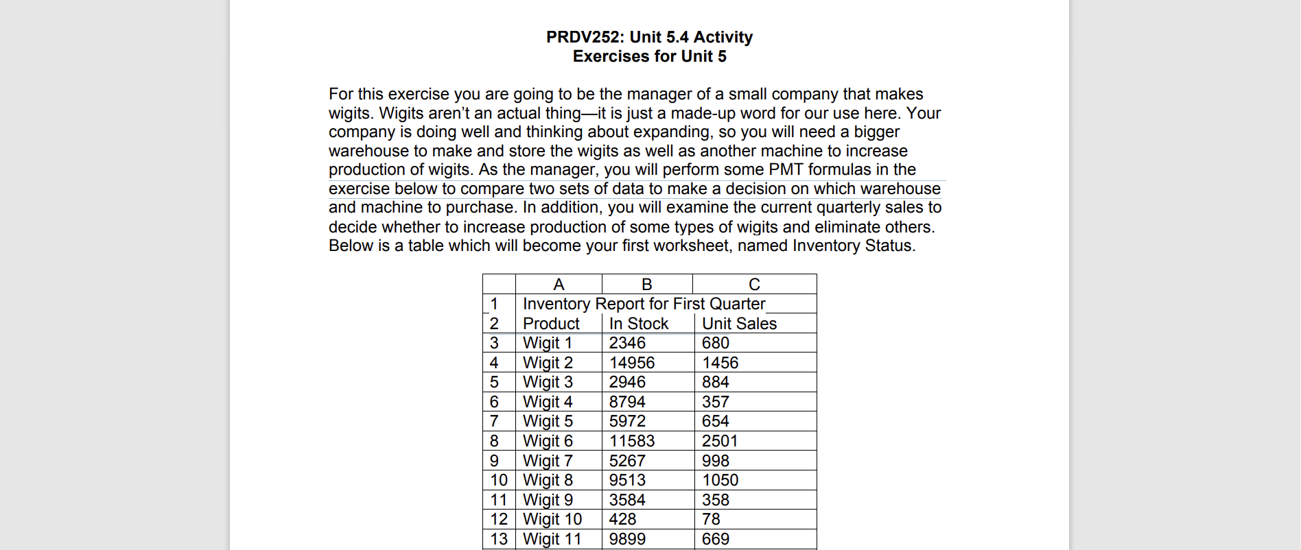 PRDV252: Unit 5.4 Activity Exercises for Unit 5