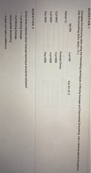 Please solve all QUESTION 1 Complete the