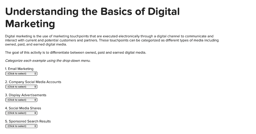 This box is the answer choices for all the