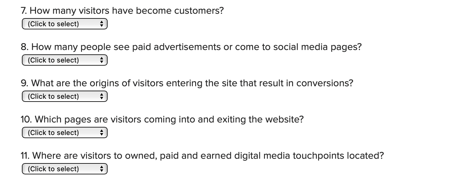 This box is the answer choices for all the