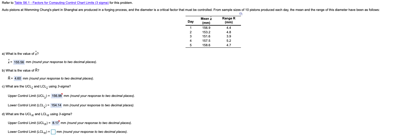 Refer to Table 56.1 - Factors for Computing