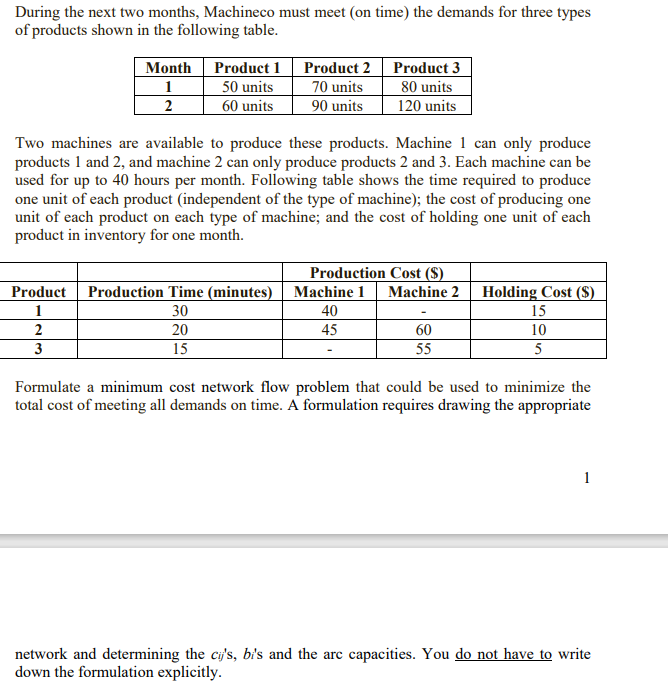 During the next two months, Machineco must meet
