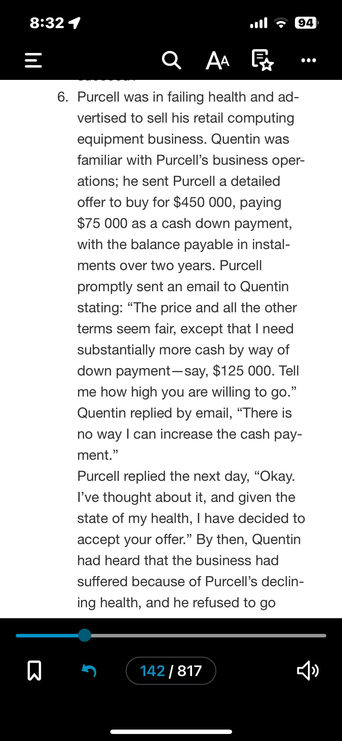 8:321 94 E Q AA R . . . 6. Purcell was in failing