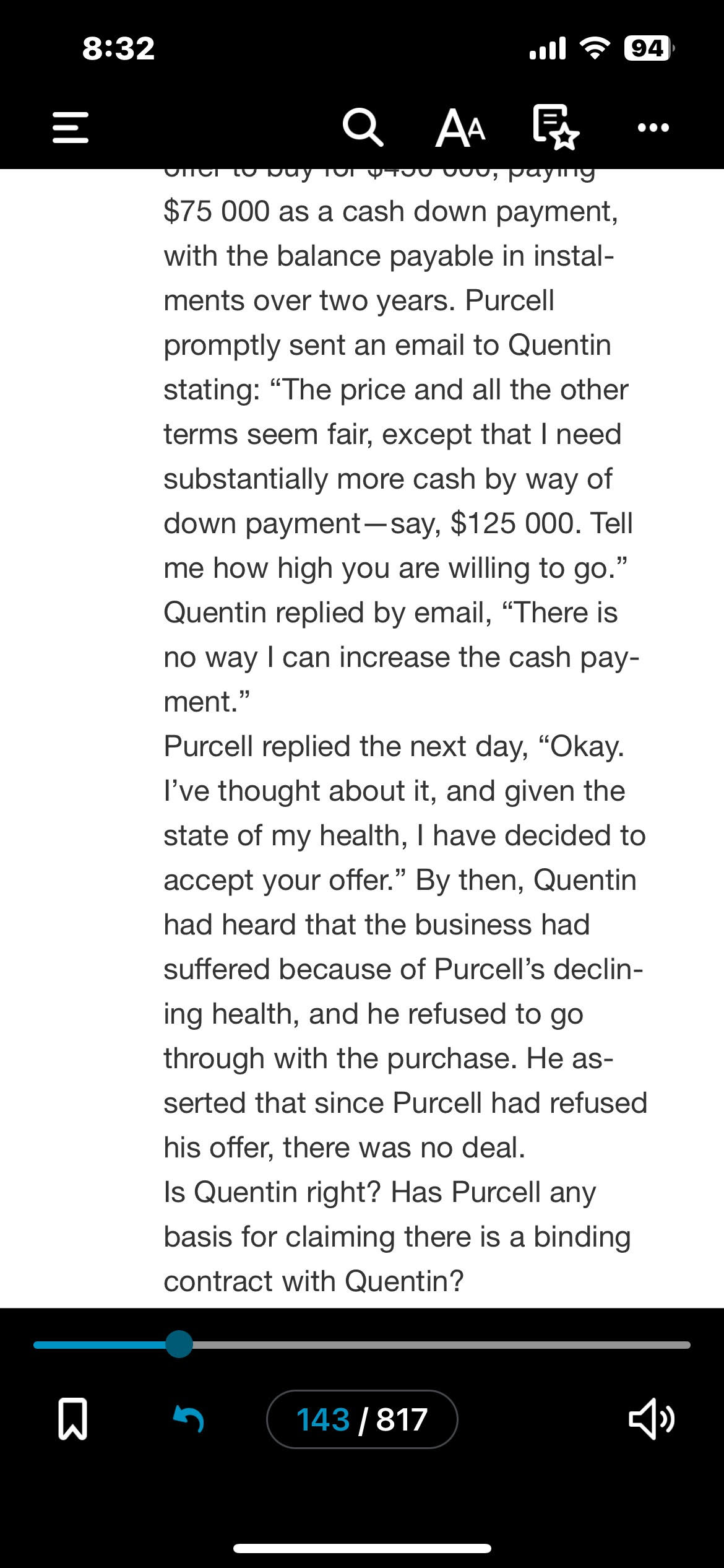 8:321 94 E Q AA R . . . 6. Purcell was in failing
