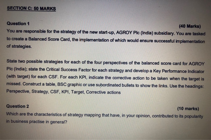 SECTION C: 50 MARKS Question 1 (40 Marks) You are