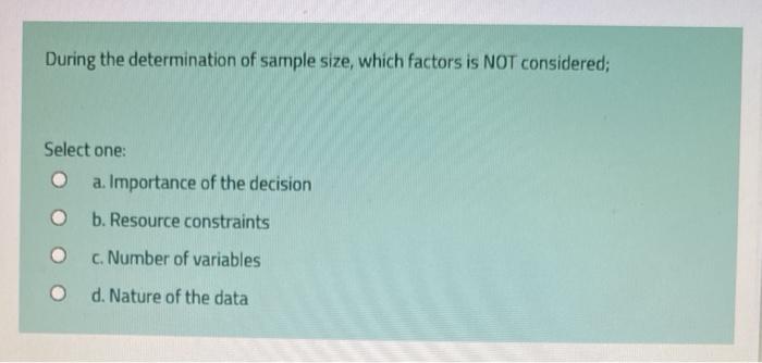 During the determination of sample size, which