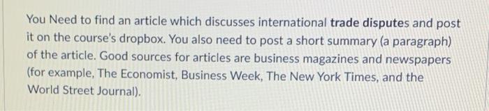 You Need to find an article which discusses