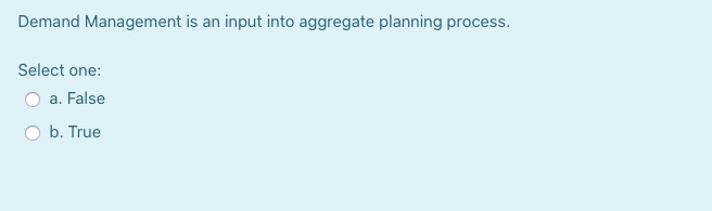Demand Management is an input into aggregate