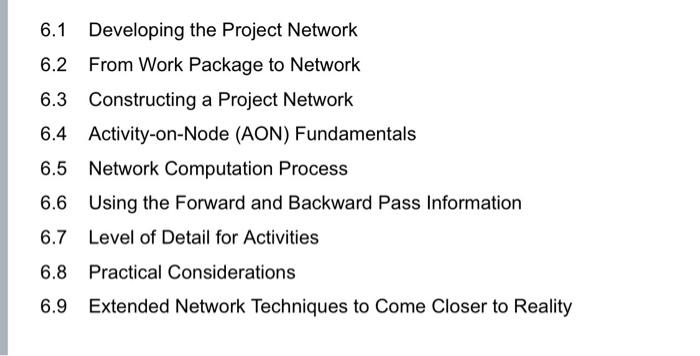 Please create a project network, gantt chart, and