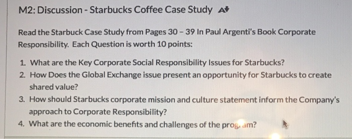M2: Discussion - Starbucks Coffee Case Study A