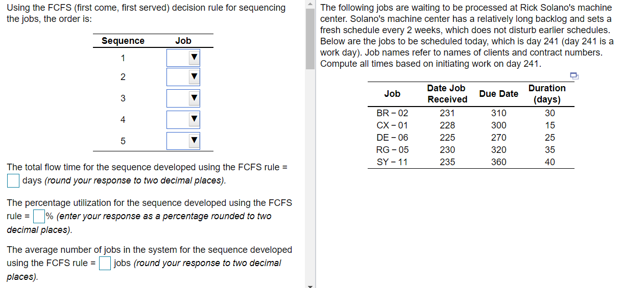 Using the FCFS (first come, first served)
