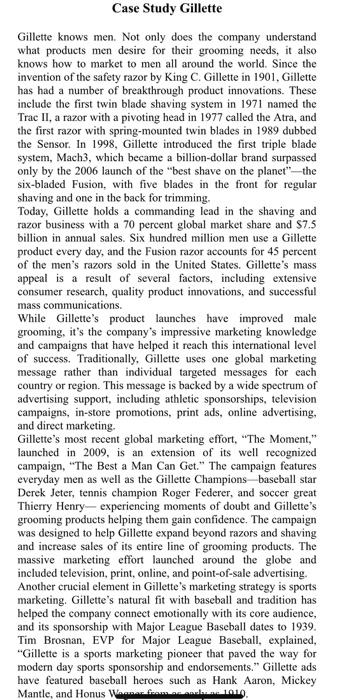 Case Study Gillette Gillette knows men. Not only