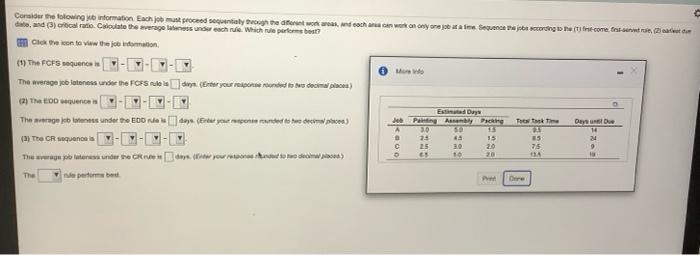 Consider the following information Esch job mu