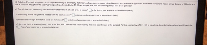 please lable all anwsers clearly M. Cother