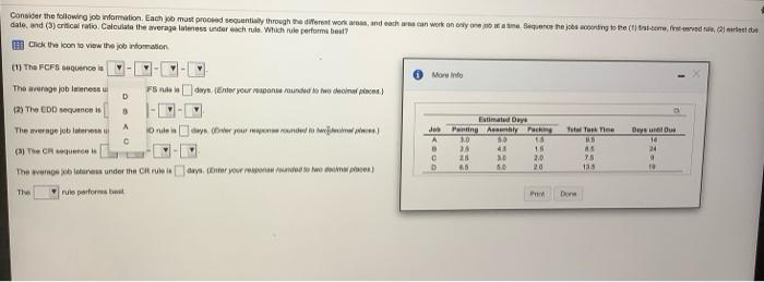 Consider the following information Esch job mu