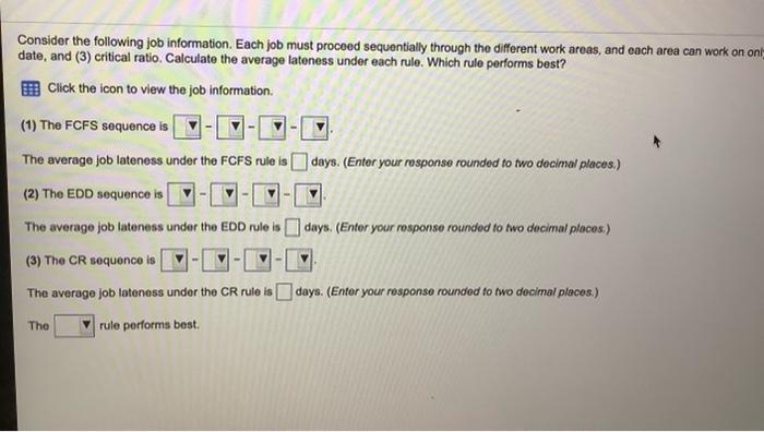 Consider the following information Esch job mu