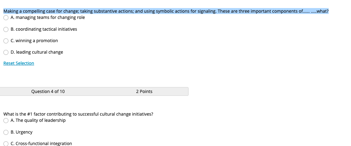 Making a compelling case for change; taking