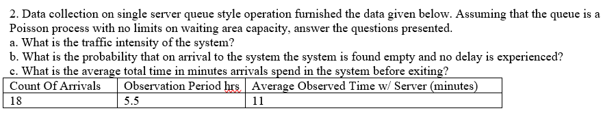 2. Data collection on single server queue style