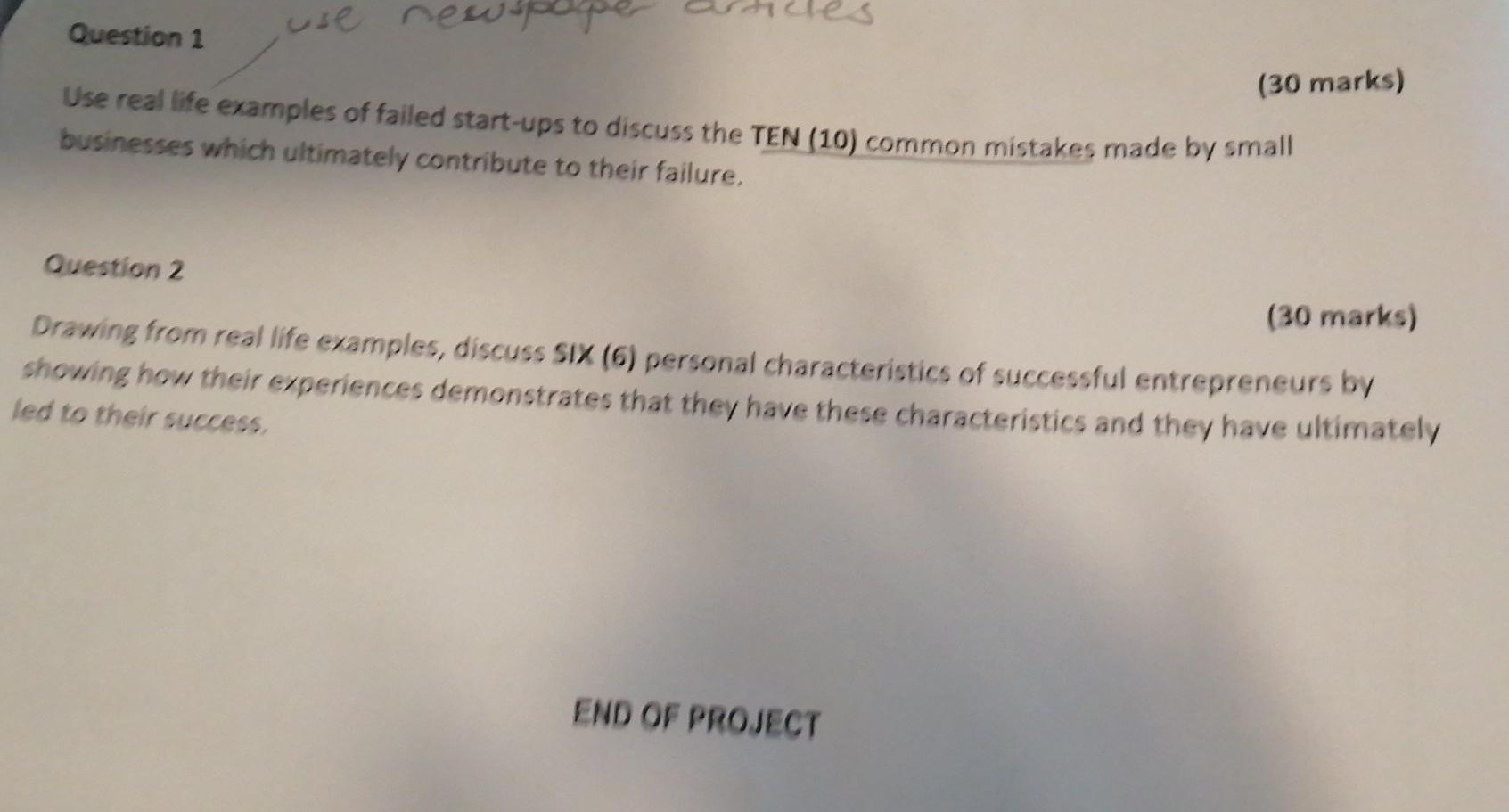 Question 1 use newspage (30 marks) Use real life