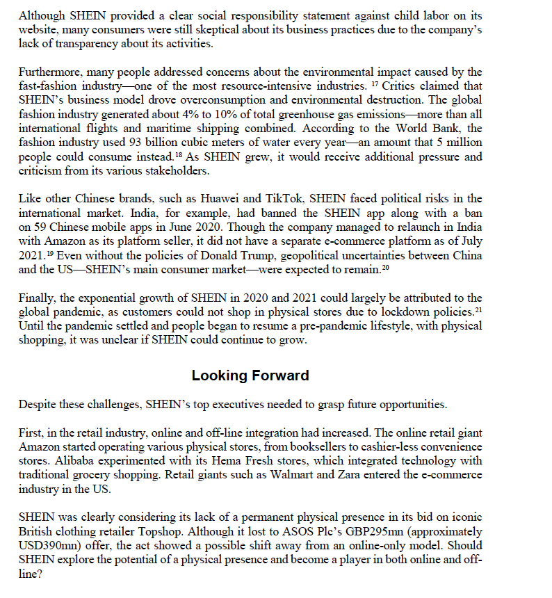 1. 1.Discuss SHEINs key issues, competencies,