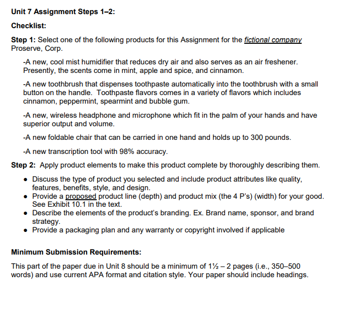 PLEASE ANSWER BOTH! TY! Unit 7 Assignment Steps