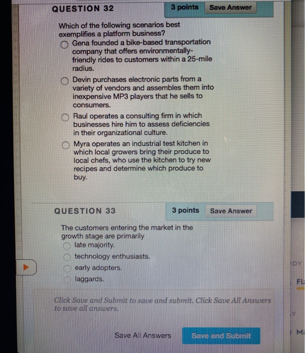 QUESTION 32 3 points Save Answer Which of the