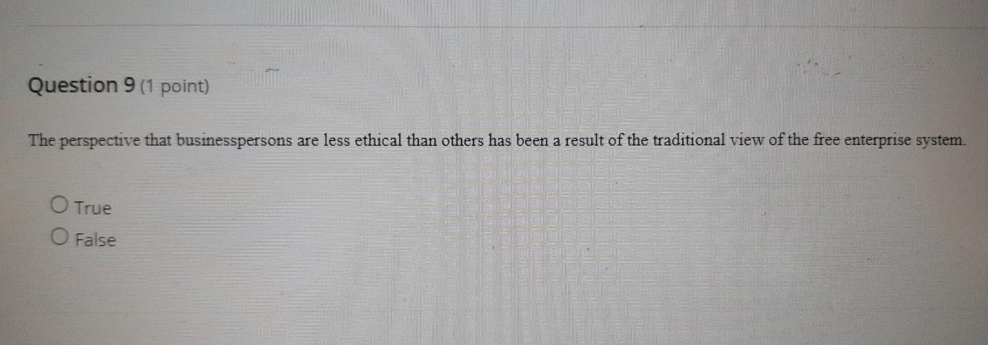 Question 9 (1 point) The perspective that