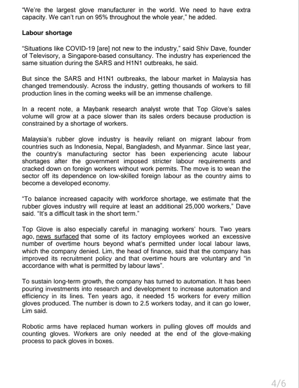 Analyse the medical glove industry from Top