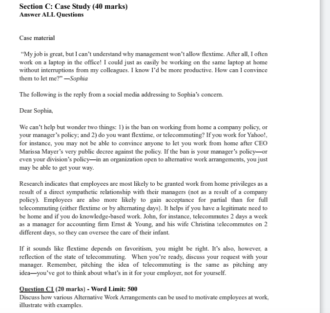 Section C: Case Study (40 marks) Answer ALL