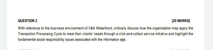 QUESTION 2 [20 MARKS] With reference to the