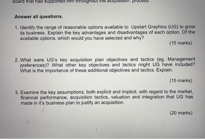 Case Scenario 2 Upstart Graphics: Merger and