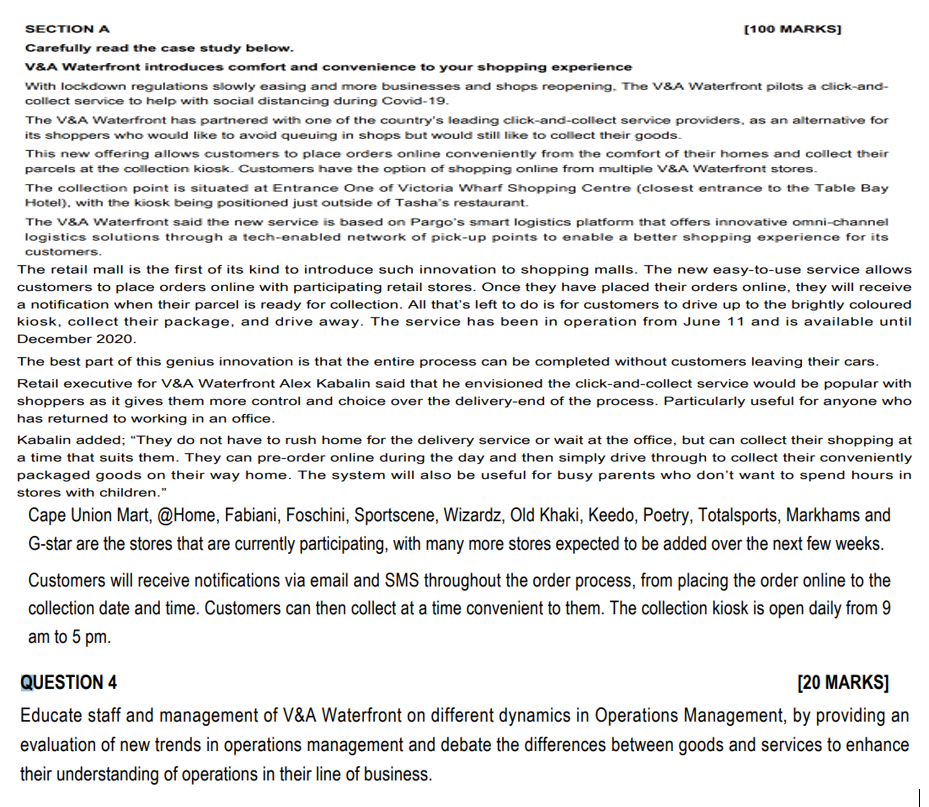 SECTION A [100 MARKS] Carefully read the case