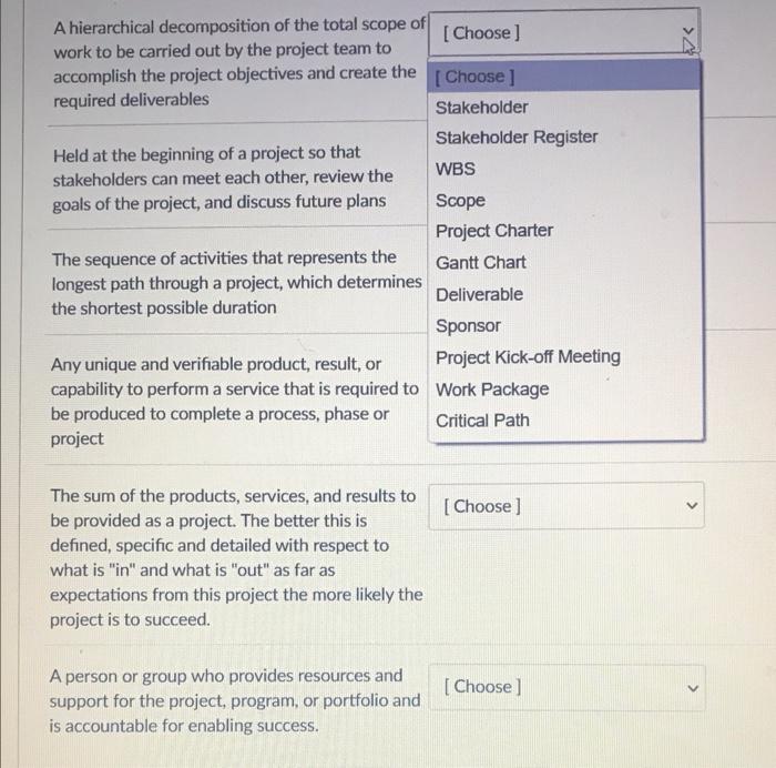 Question 6 Please match the term with the