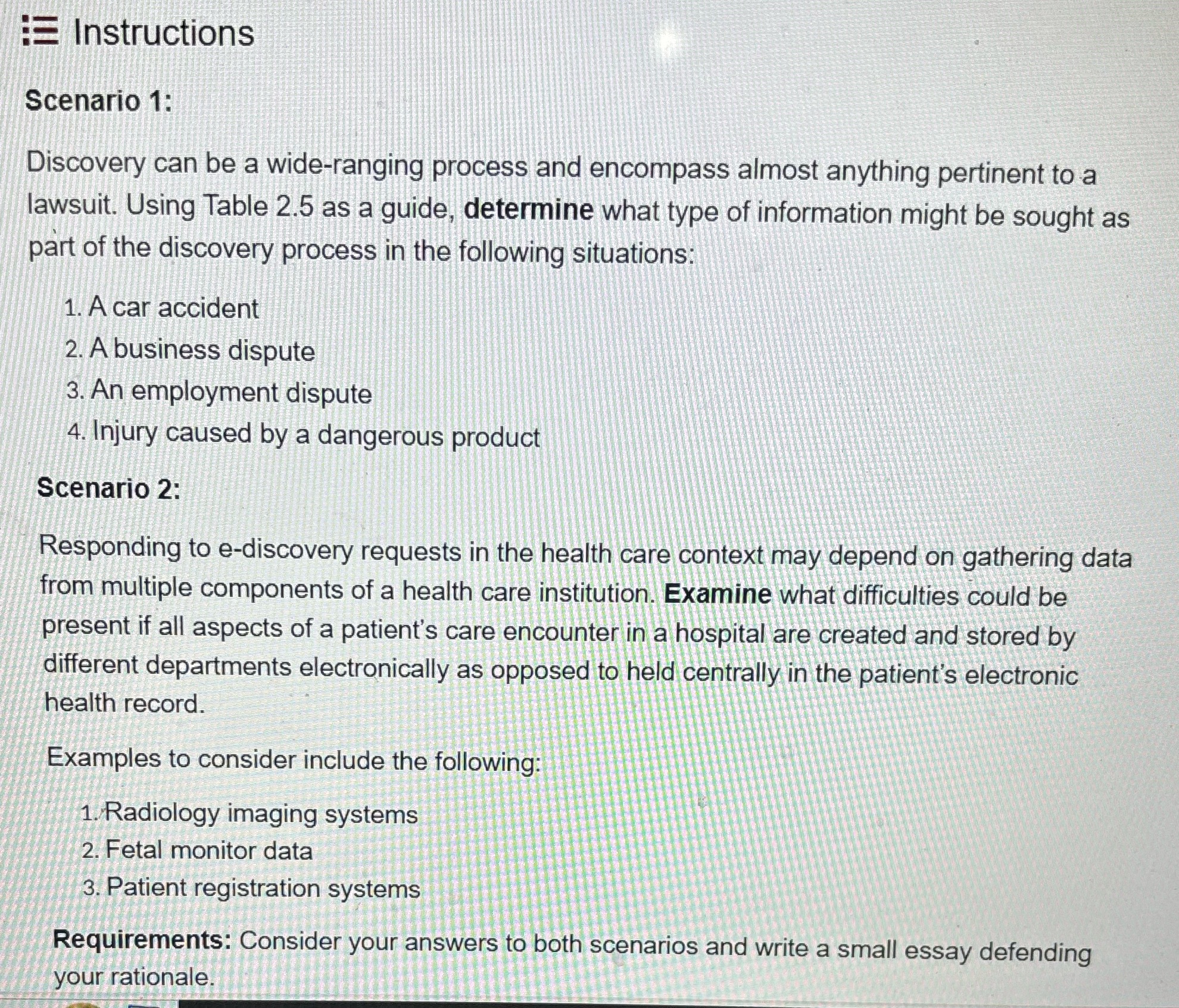 := Instructions Scenario 1: Discovery can be a