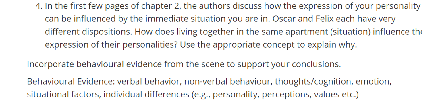 Answer using the scene from THE ODD COUPLE 4. In