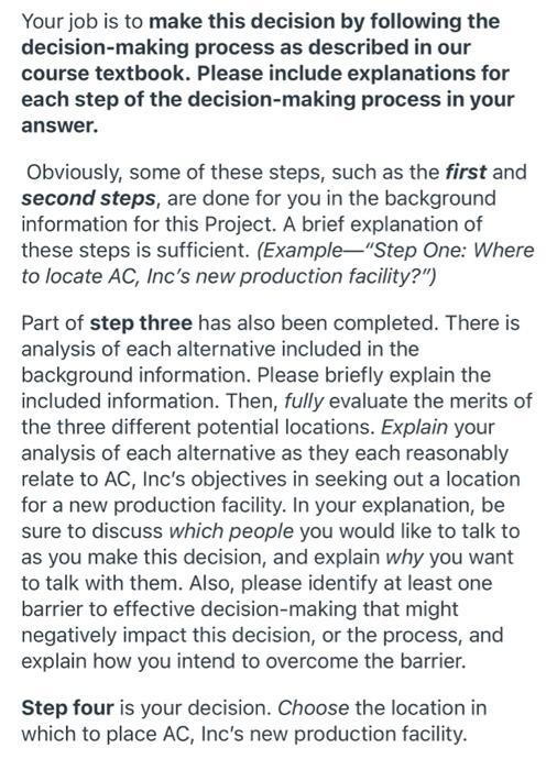 Managerial Decision-Making Information &