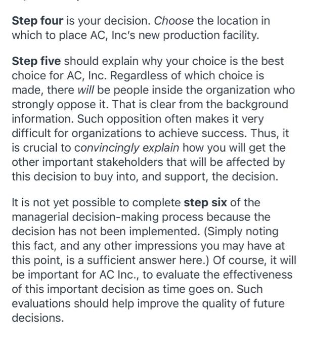 Managerial Decision-Making Information &