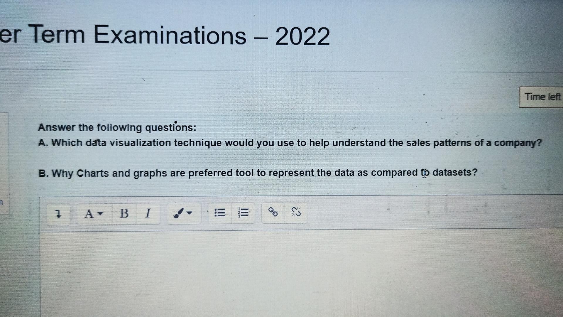 er Term Examinations - 2022 Time left Answer the
