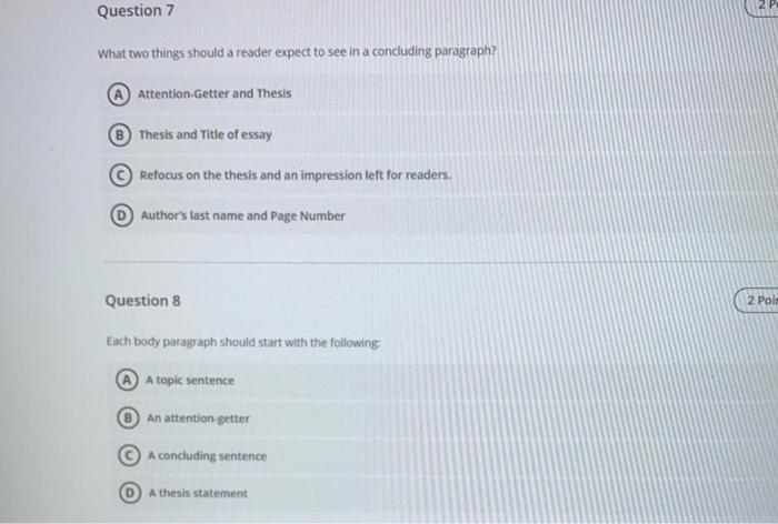 Question 7 What two things should a reader expect