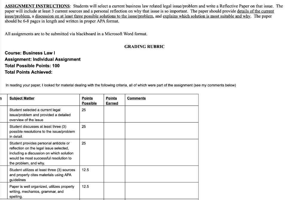 ASSIGNMENT INSTRUCTIONS: Students will select a