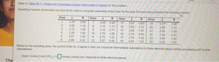 Refer to Table 56.1 - Factors for Computing