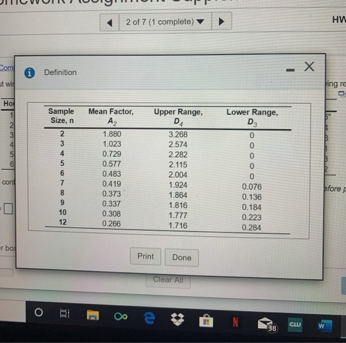 Refer to Table 56.1 - Factors for Computing