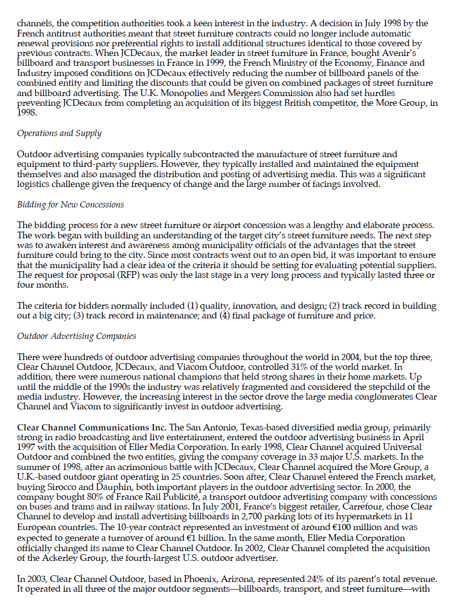 QUESTION 1: JCDecaux's competitive advantage