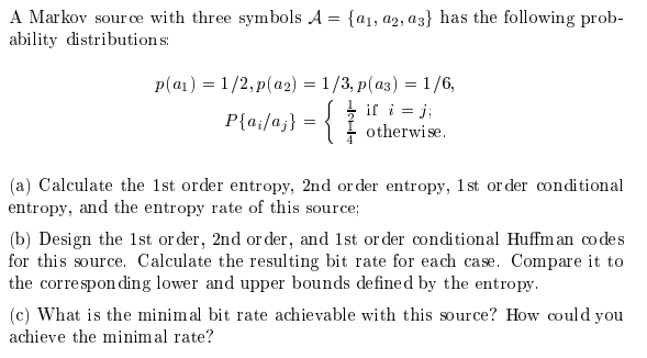 Only need B and C please A Markov source with