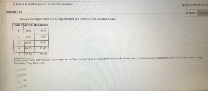 Moving to another question will save this