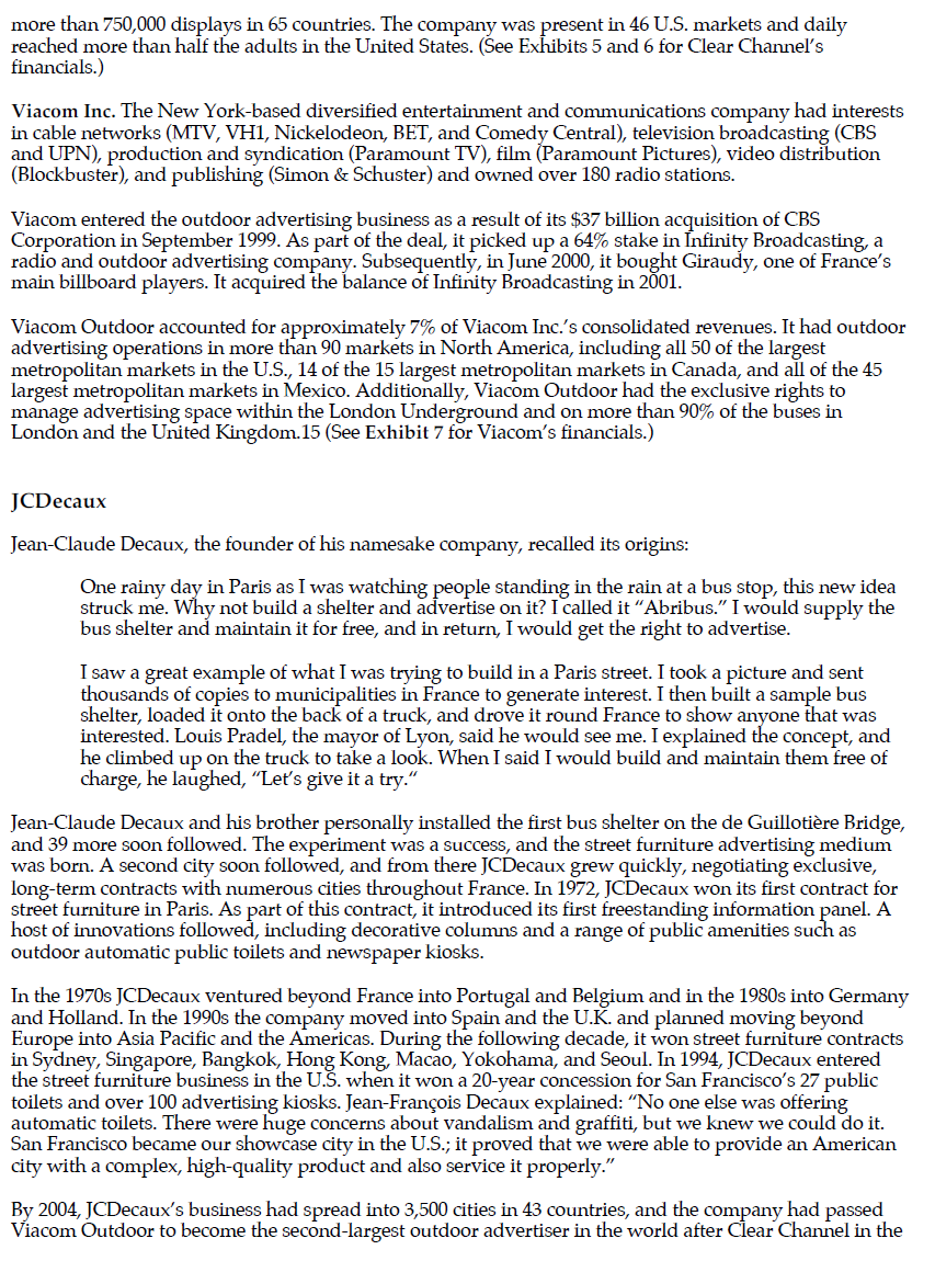 QUESTION 1: JCDecaux's competitive advantage