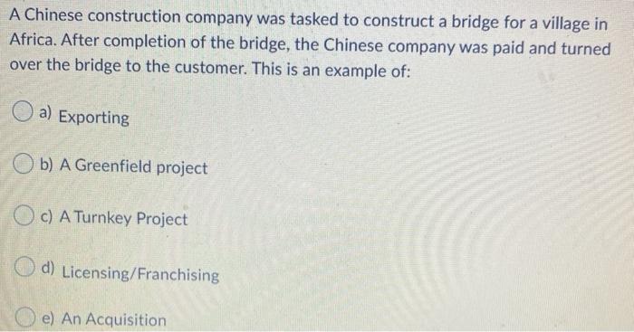 A Chinese construction company was tasked to