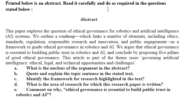 Printed below is an abstract. Read it carefully